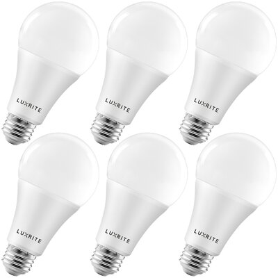 22 Watt (150 Watt Equivalent), A21 LED, Dimmable Light Bulb, E26/Medium (Standard) Base -  Luxrite, LR21450-6PK