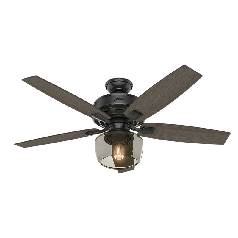 Bennett 52" 5 - Blade Traditional Indoor Ceiling Fan with Lights and Remote, Matte Black