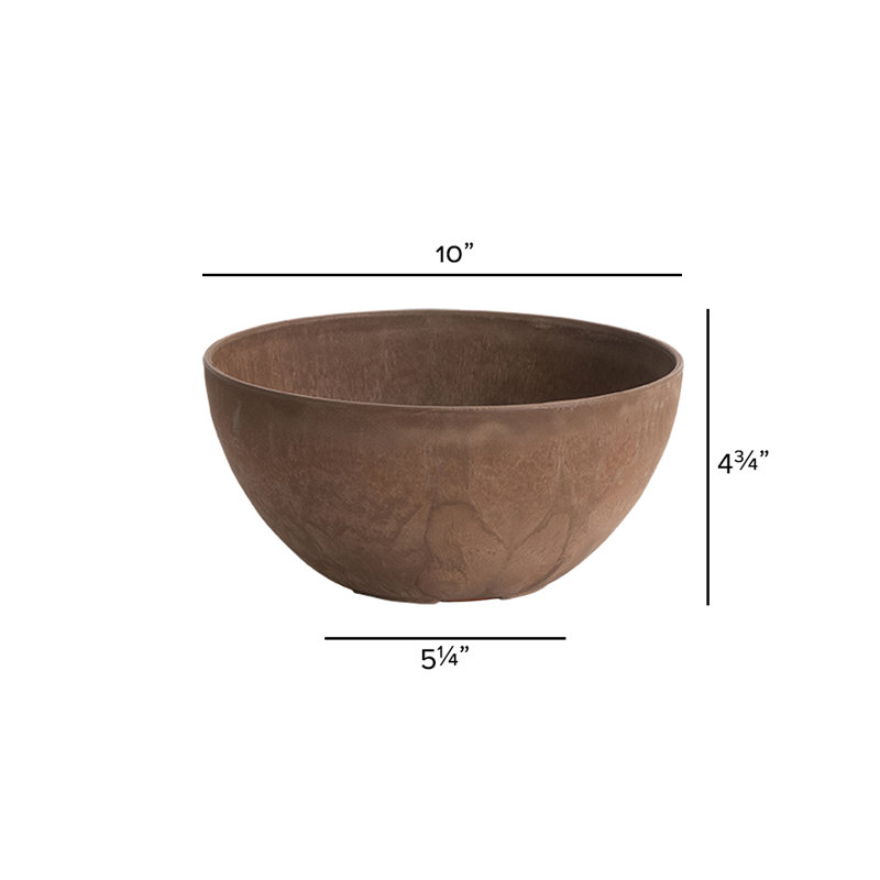 Pot à fleurs avec réservoir en pierre Pollyanna, H 4,75 po x l 10 po x P 10 po, Rouille