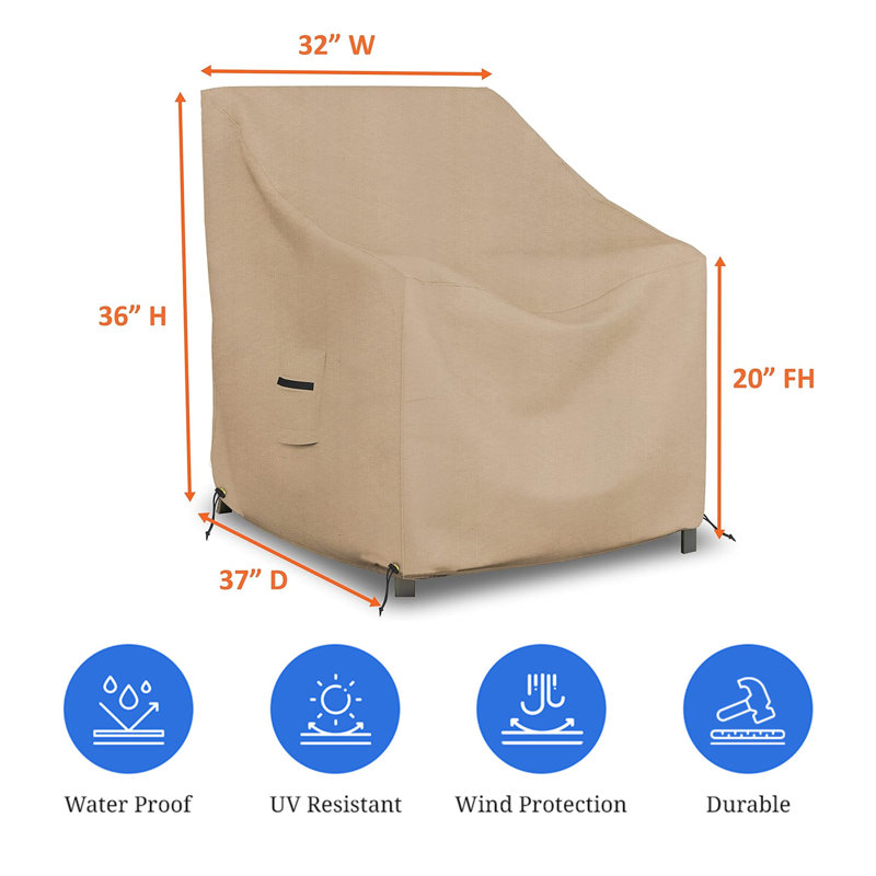 High Density Waterproof Outdoor Patio Chair Cover, All Weather Protection 2 PCs Patio Deep Seat Chair Cover Protector (Set of 2)