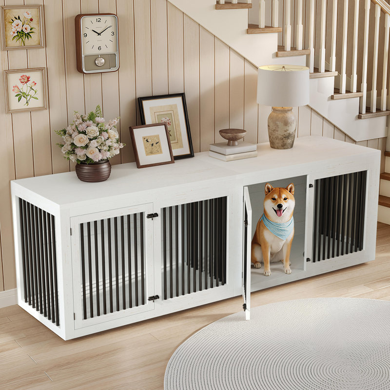 Ensemble de cage modulaire pour chien 3 pièces Aletza, Blanc
