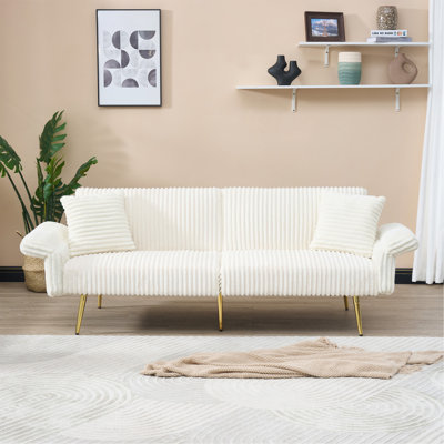 79 Inch Foldable Corduroy Bed, With Adjustable For Living Room & Restricted Spaces, Cozy Velvet, Robust Build Double Small Soft Velvet Fabric, Structure, Easy Installation