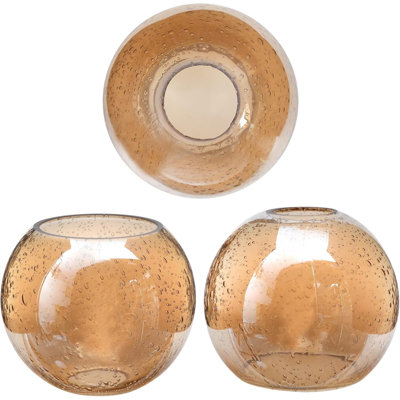 3 Pack Amber Seeded Glass Globe Light Shades