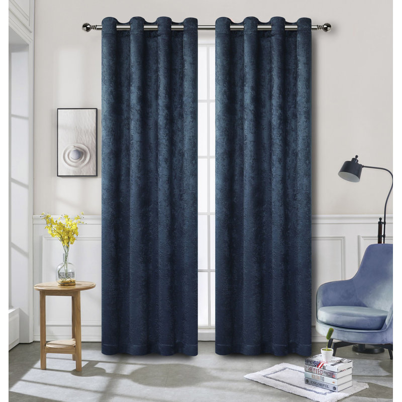 Vola Modern Art Contemporary 2 Pack Light Filtering Grommet Top Curtains, Blue