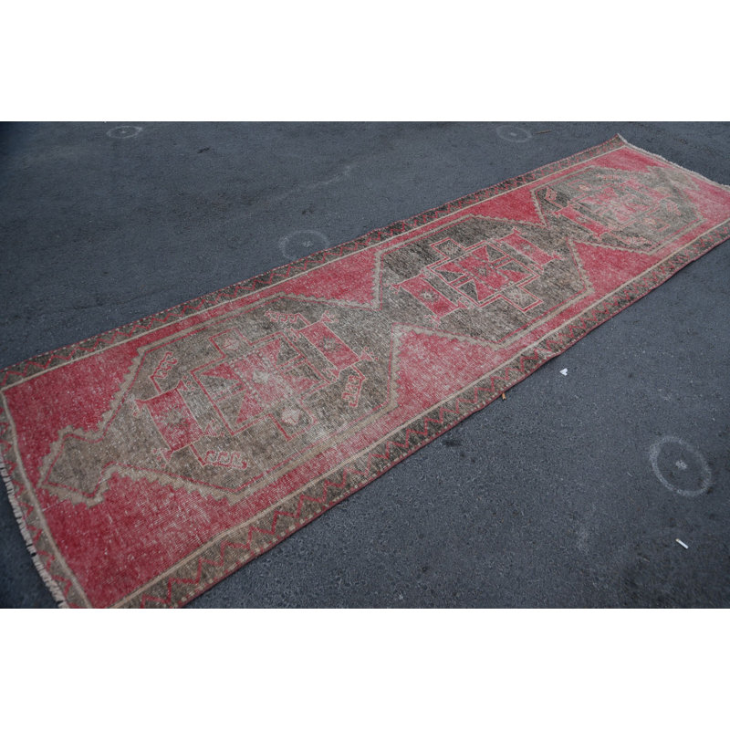 Tapis tissé à la main, tapis Boho, tapis de couloir, tapis turcs, tapis de couloir 3,4 pi x 12 pi, tapis rétro