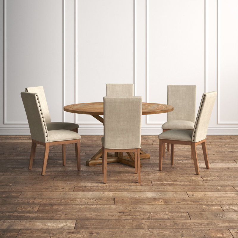 Ashbaugh 6 - Person Pedestal Dining Set, Beige