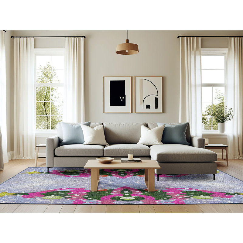 Rose/vert Tapis décoratif pheeney, Rectangle 6 pi x 9 pi