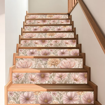 Papier peint auto-adhésif et amovible à motif de fleurs sauvages rétro auto-adhésives 17,7 po x 118 po (45 x 300 cm)