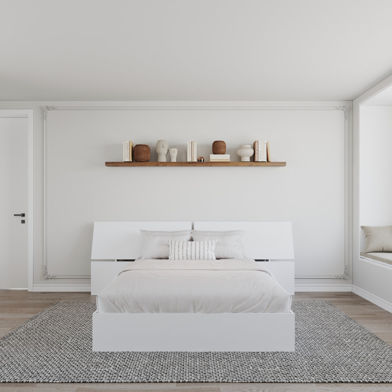 Ensemble de lit double avec rangement 2 pièces Cezalina, blanc