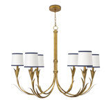 River Reed Chandelier Small (Antique Gold Leaf with Rattan Shade)