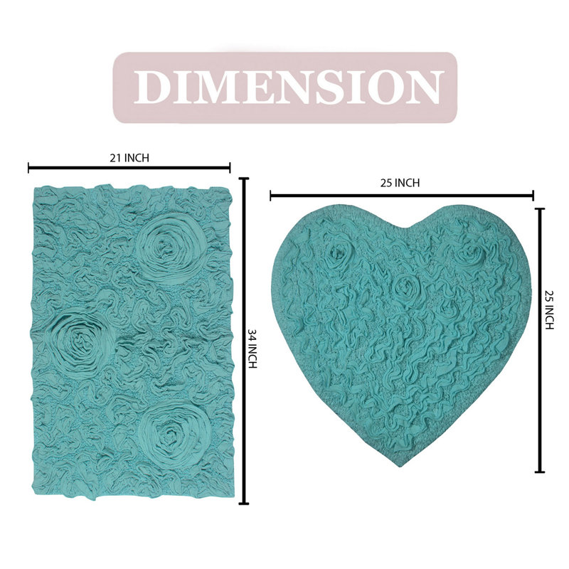 Freida 2 Piece Bath Rug Set, Turquoise