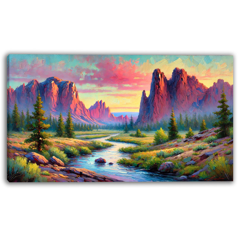 «Majestic Mountain Valley», art mural sur toile, H 24 po x l 42 po