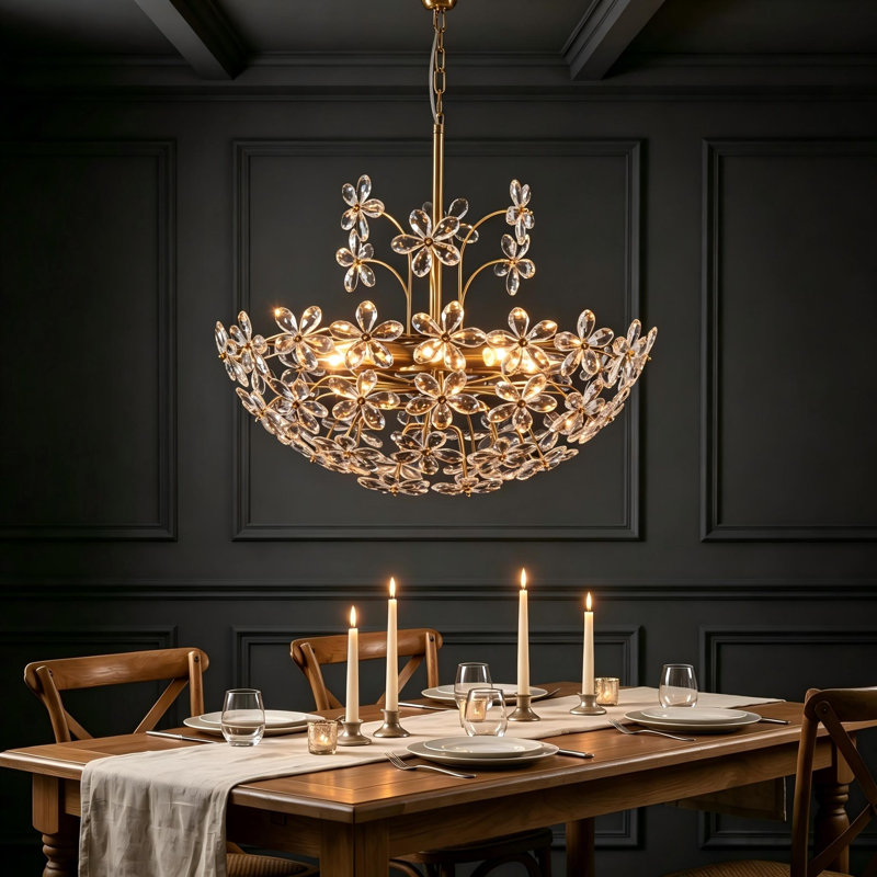 Luminaire suspendu en verre cristal 8 lumières