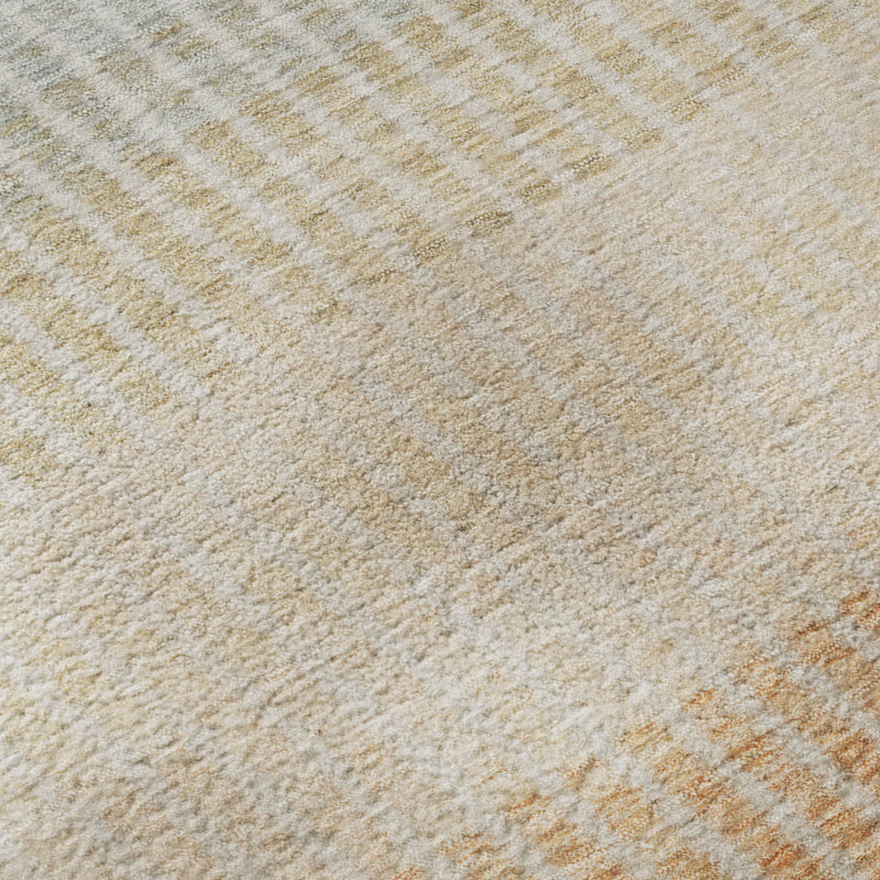 Premium Machine Washable Mayfield AMF2313 Stripes Rug, Terracotta, 5' x 7'6"