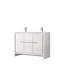 48 po L x P 20 po. Meuble-lavabo blanc avec comptoir en quartz et robinet or rose - Armoires de rangement spacieuses