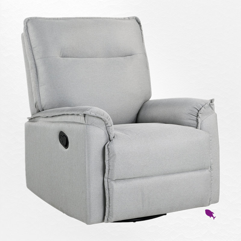 Addisyn Swivel and Rocker Recliner Chair, Gray 100% Linen