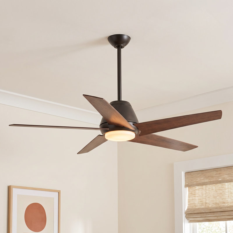 Hensley 54'' Ceiling Fan with LED Lights, Antique Bronze with Walnut Blades
