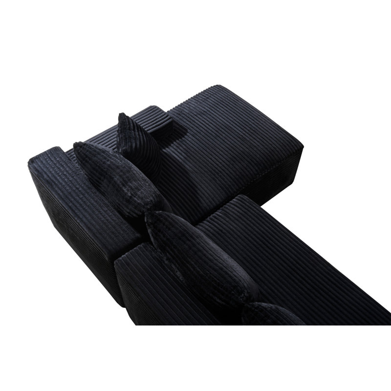Canapé modulaire 94,5 po Cloud, Right Hand Facing, Black Corduroy