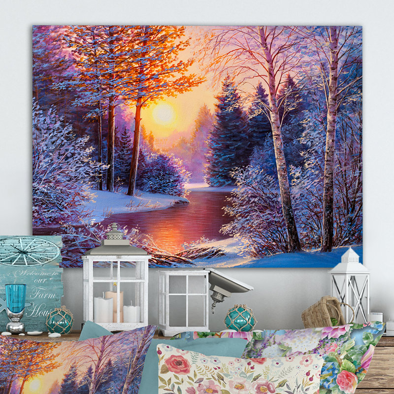 «Winter River», reproduction d'art sur toile, coucher de soleil sur la rivière Winter II, H 8 po x l 12 po x P 1 po