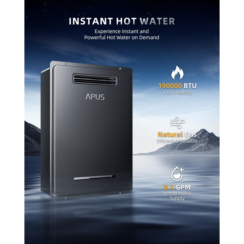190,000 BTU Natural Gas Water Heater with Smart App Control, Natural Gas
