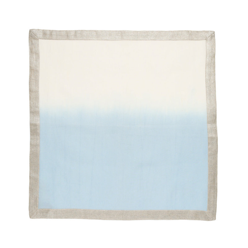 Dip Dye Linen Napkin, White/Periwinkle