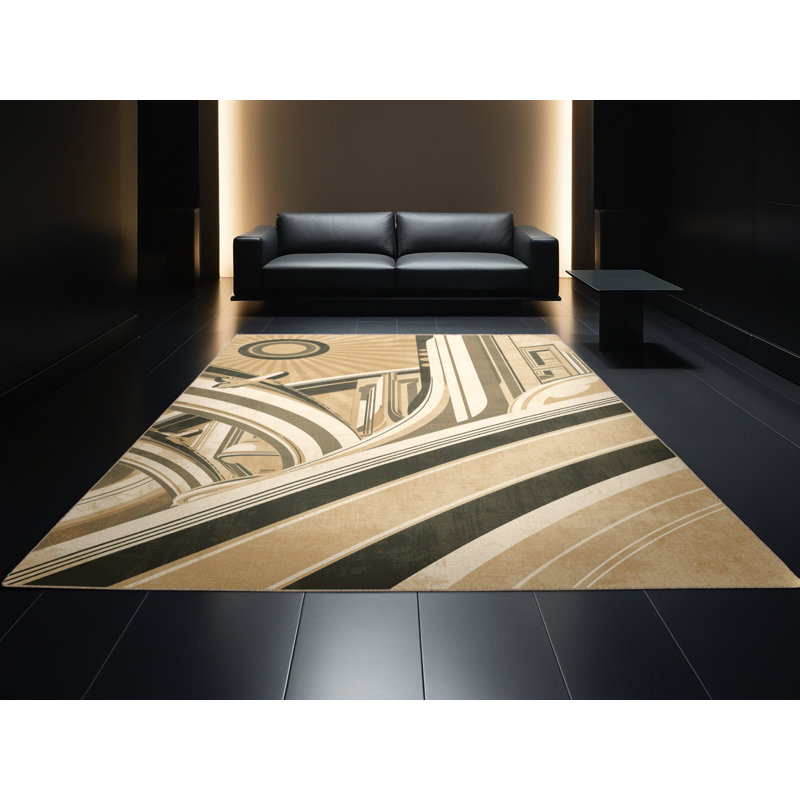 Tapis arc-en-ciel art déco lavable à la machine Warmley, 8 x 10