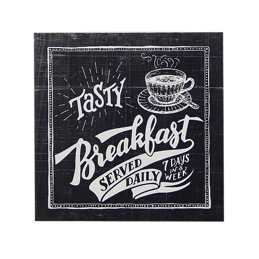 « tasty déjeuner », art textuel sur bois