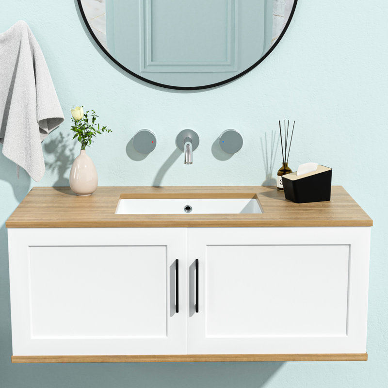 Arc Beautiful Ceramic Rectangular Undermount Bathroom Sink With Overflow - 19.5X14x6 Inch, White, Stain-, For Various Spaces Sleek White 19.5"X14", Stain , Office & Restaurant Bathrooms