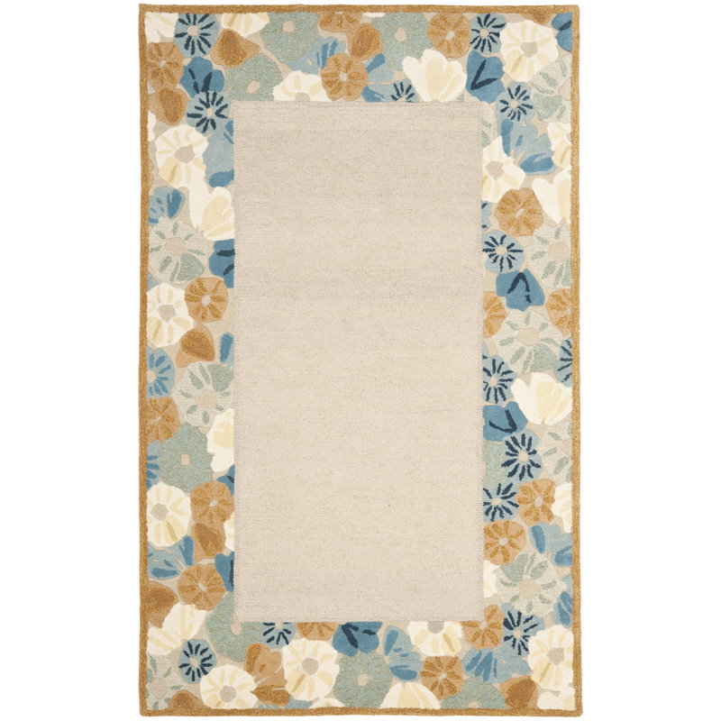 Coreatha Martha Stewart Hand Tufted Wool/Viscose Floral Rug in Beige/Blue, Rectangle 9' x 12'