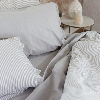 Stripes Dusty Blue King Duvet Set 200TC