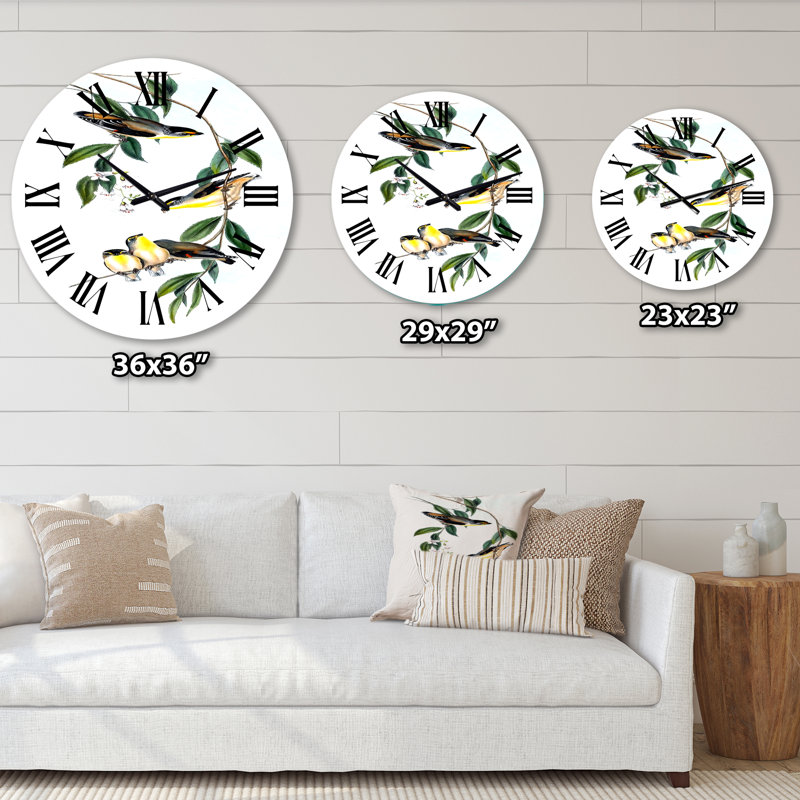 Vintage Bird III - Horloge murale traditionnelle, Moyenne