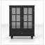 Buffet minimaliste noir avec portes doubles en verre et tiroir