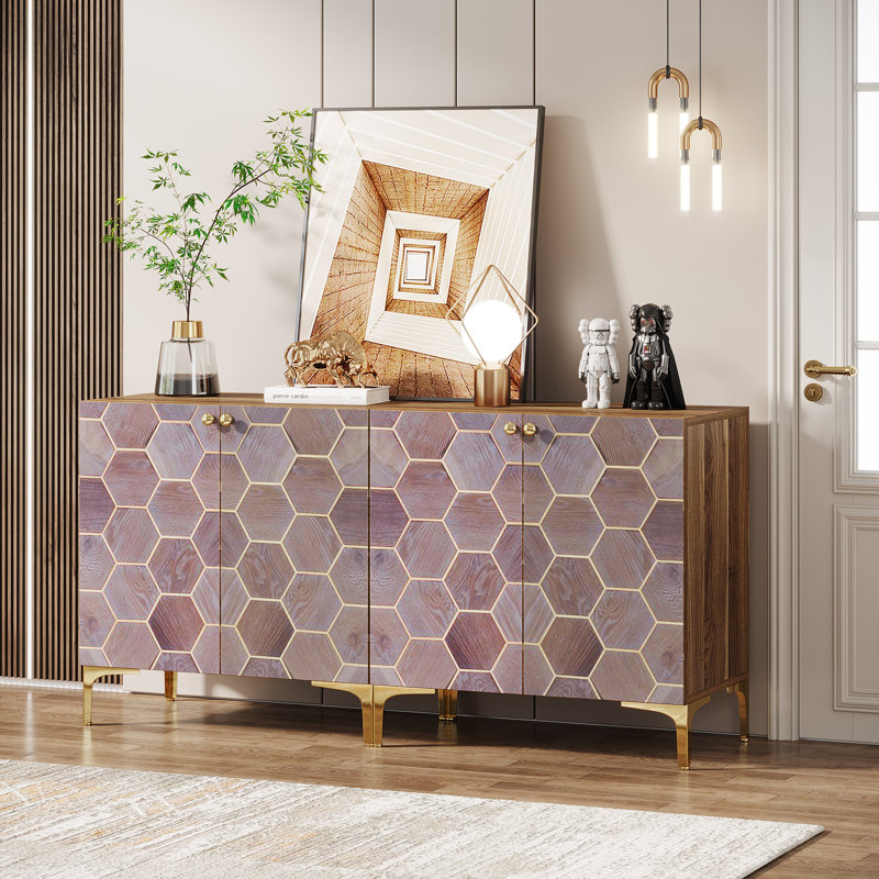 Armoire de rangement moderne Arkaitz, Mauve / Brun