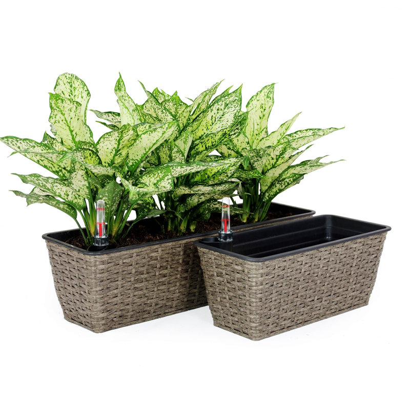 Outdoor Planter,  2 Self-watering Rectangular Planters