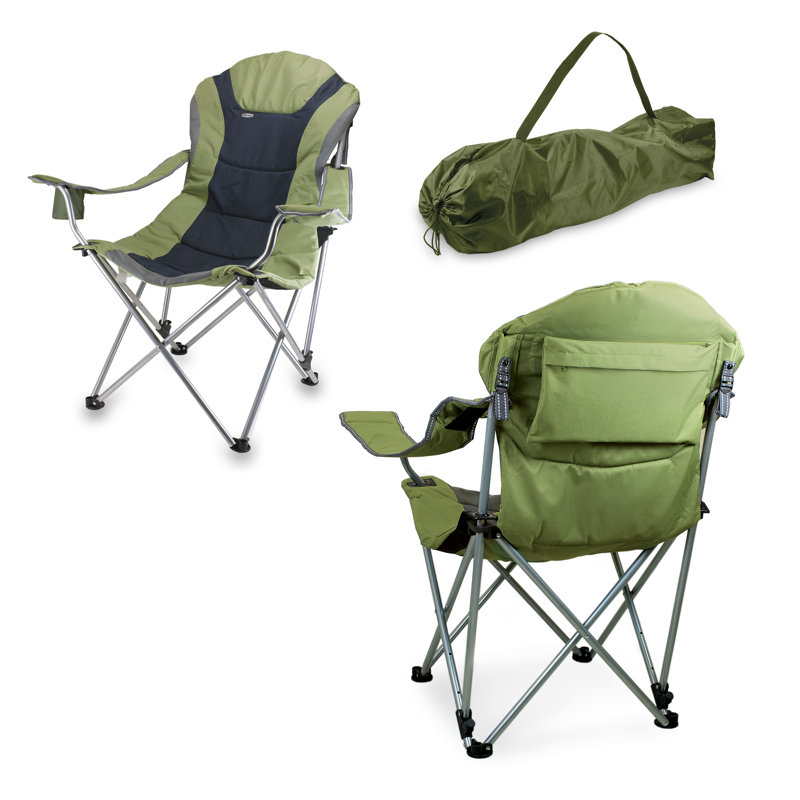 Reclining Camp Chair with Carry Bag Manuel, Sage Green / Dark Gray