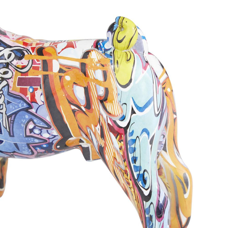 Sculpture multicolore Polystone Graffiti Bulldog