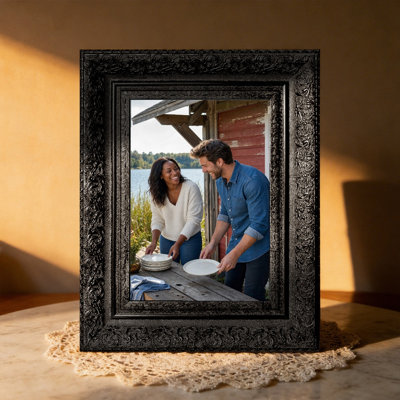 Black 3 PCS 8" x 10" Ornate Picture Frame with Decorative Profile