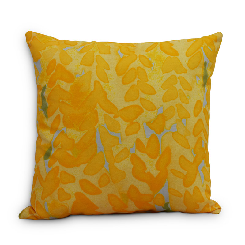 Housse et insert de coussin carré fleur, 26 po x 26 po, Jaune, Extérieur