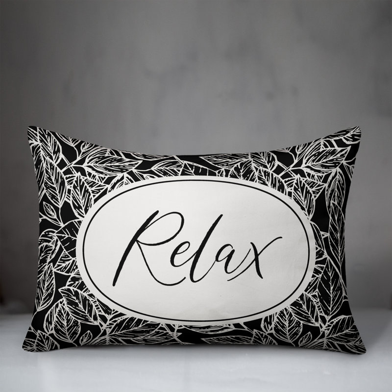 Floral Outdoor Reversible Throw Pillow, Black