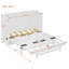 Lit escamotable double avec grand tiroir, ports et prises USB, blanc