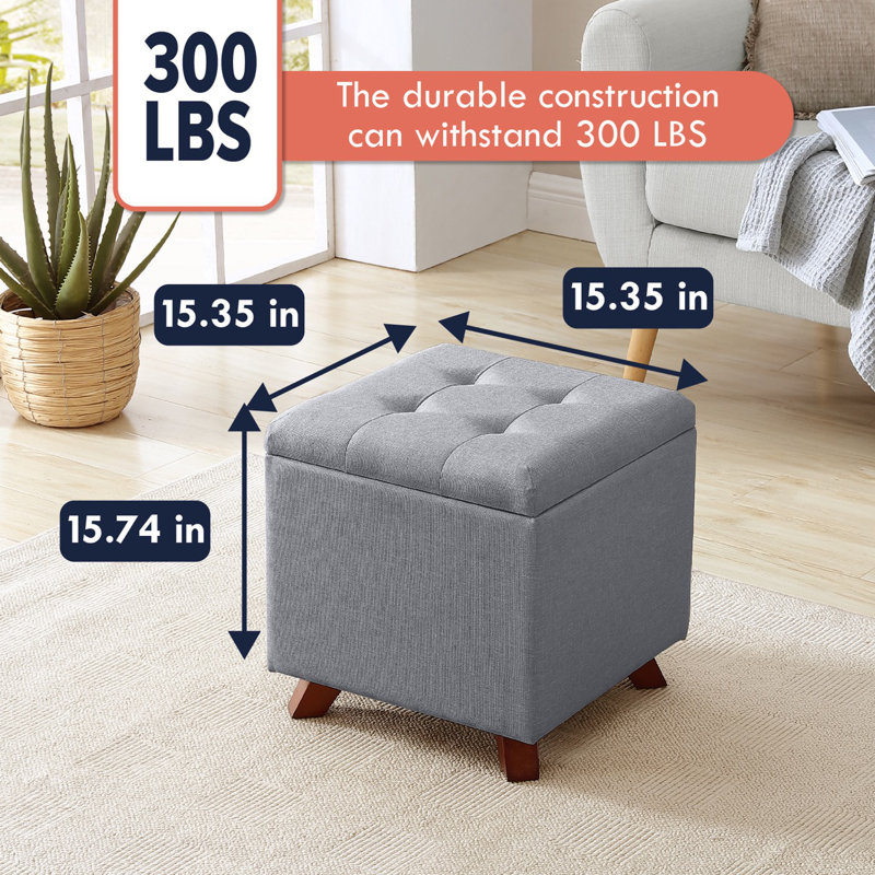 Upholstered Ottoman, Gray Linen Blend