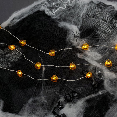 Battery Operated LED Mini String Lights with Jack O' Lanterns