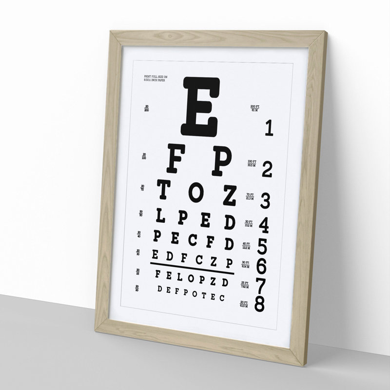 Eye Test Chart - Framed Print, Oak, 48cm H x 36cm W x 2cm D