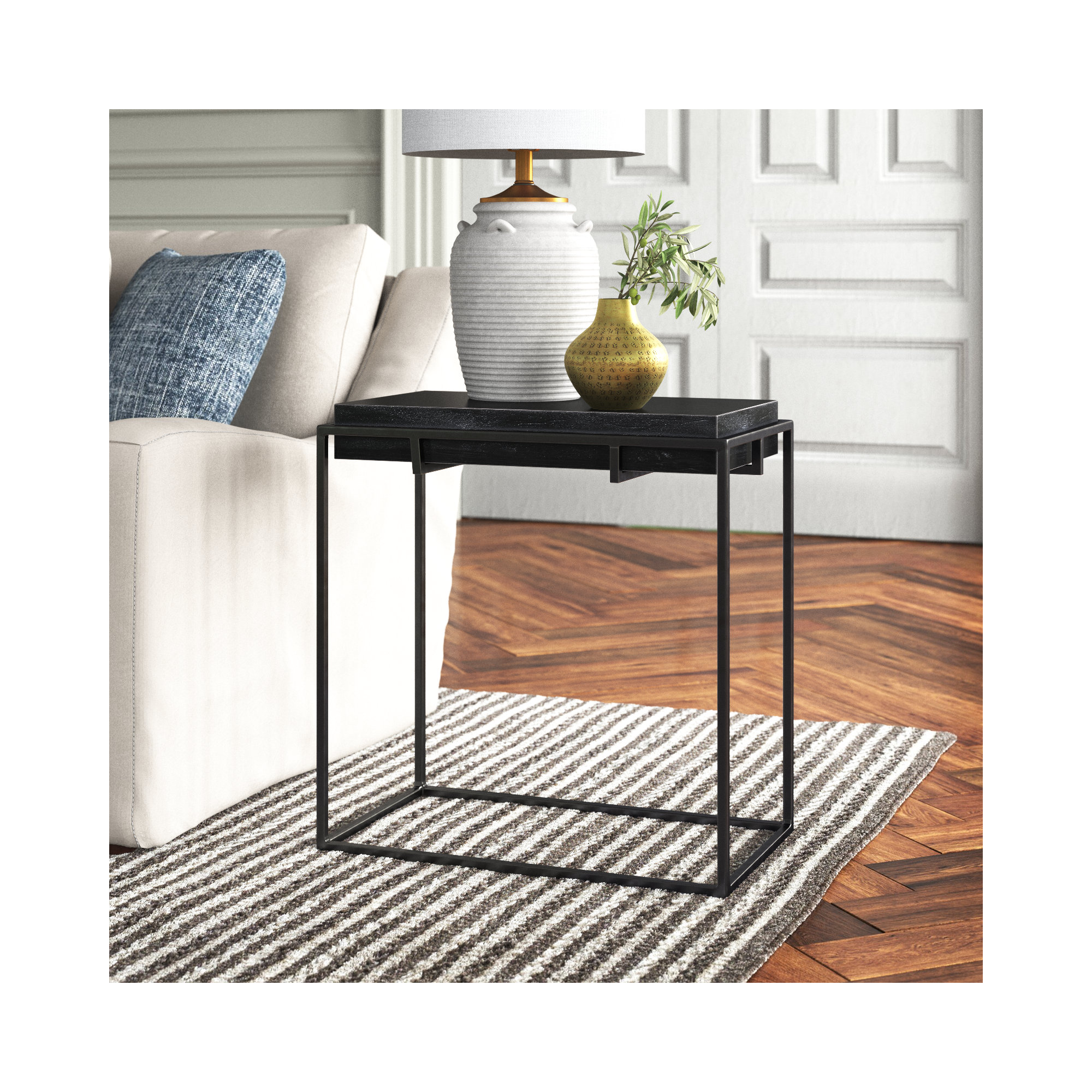 Leonida Rectangular Iron End Table 