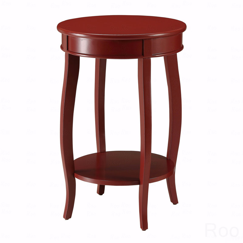 Table d'appoint ronde avec tablette inférieure, Rouge