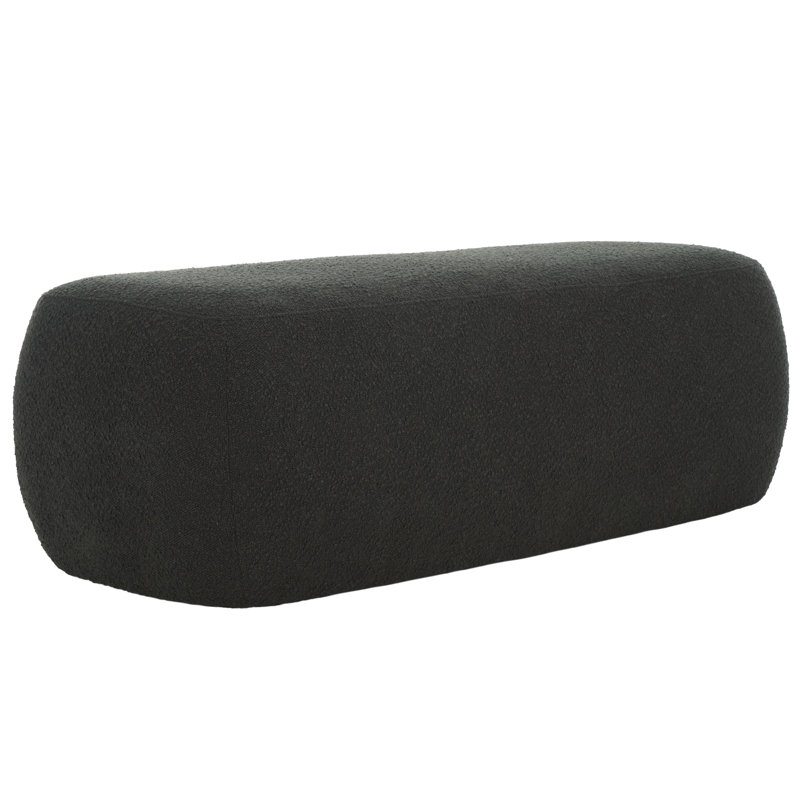  50" Wide Rectangle Ottoman, Black Boucle