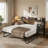 Twin Daybed with Pop Up Trundle, Storage Headboard and Charging Station, Strong Support, Walnut-656206421