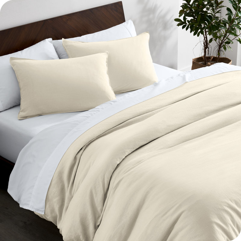 Natural Linen Full/Queen Duvet Cover Set with Pillow Shams