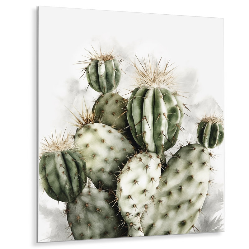 Hasad " Green Desert Flower Cactus ", 32" H x 16" W