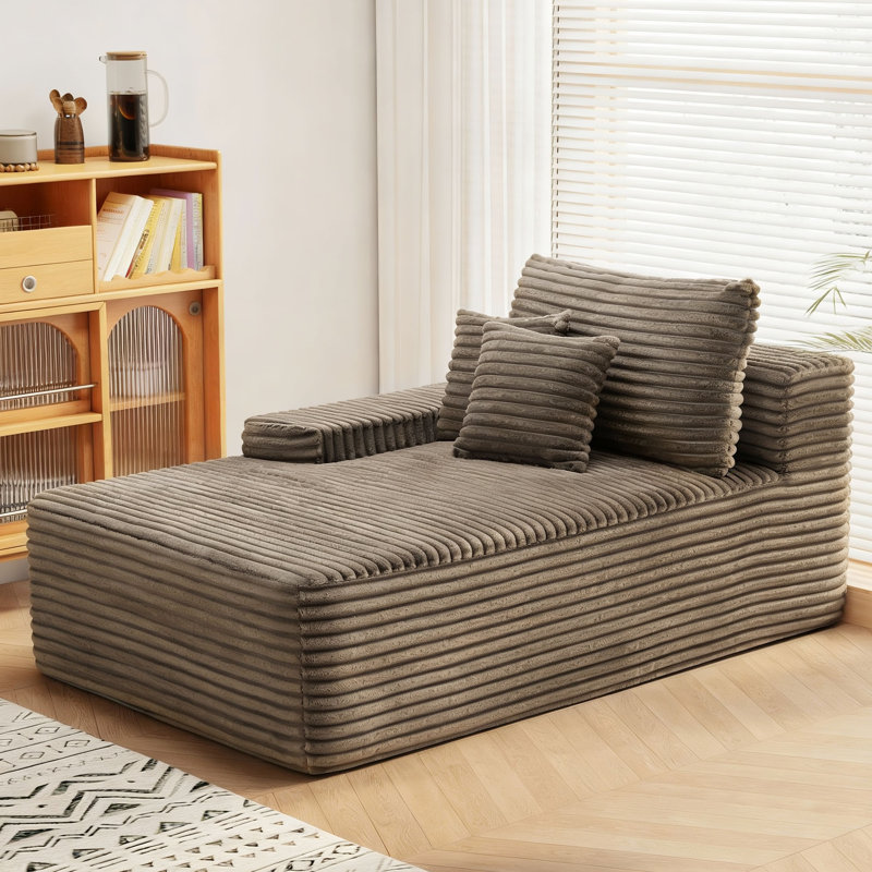 Upholstered Chaise Lounge, Light Brown